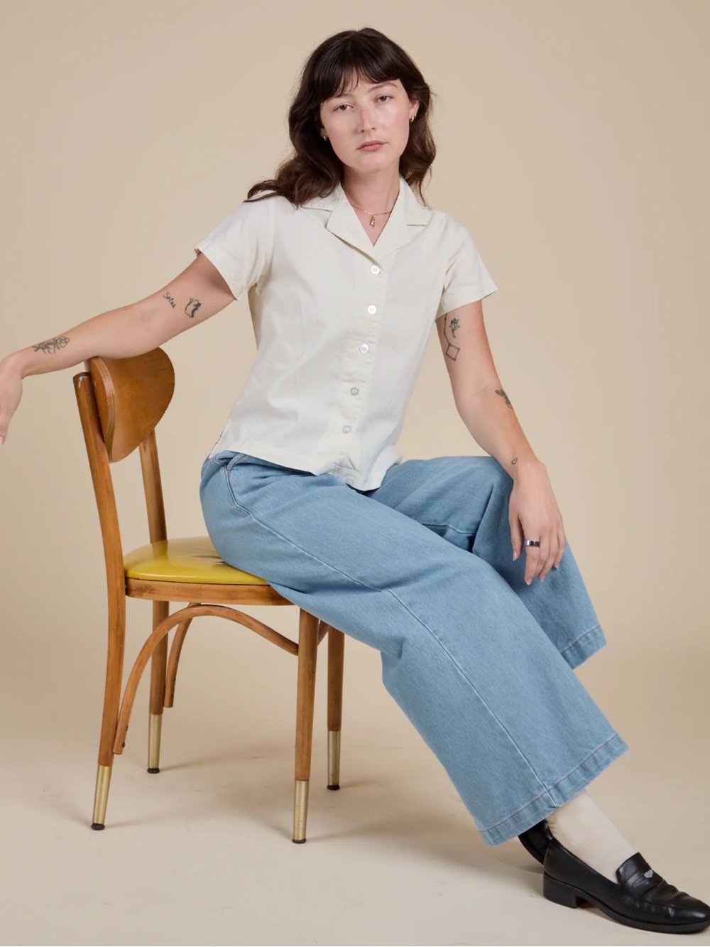 Big Bud Press Cream Short Sleeve Button-Down Shirt